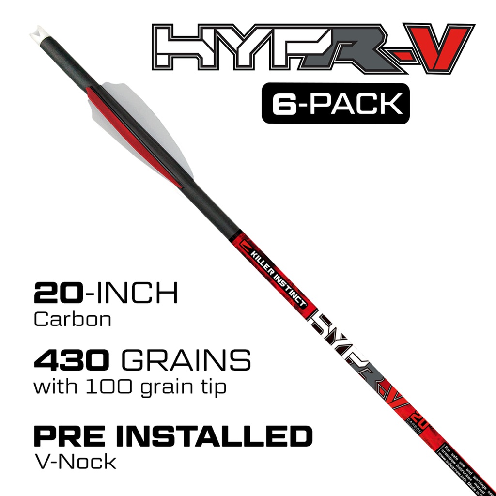 Killer Instinct HYPR-V 20” Crossbow Bolts (6pk Non-Lighted)